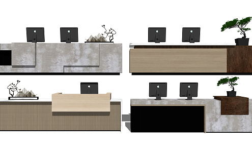 Modern Reception Desk Front Desk Combination 3d model