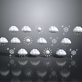Set Of Weather Icons With Clouds Sun And Snowflakes For Design And Decoration