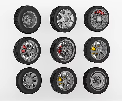 Car Tires Showcasing Various Alloy Wheel Designs And Color Accents 3d model Car Tires Showcasing Various Alloy Wheel Designs And Color Accents 3d model