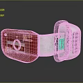 Red And Silver Wearable Device With Digital Display And Control Buttons 3d model