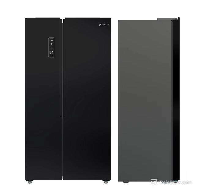 Sleek Black Refrigerator Freezer With Modern Design And Large Storage Capacity 3d model 
