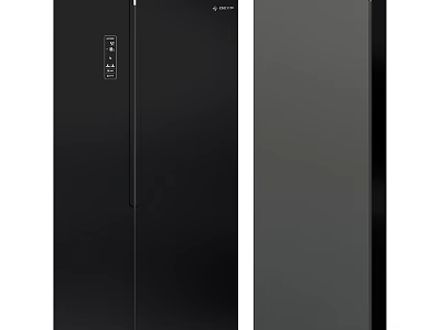 Sleek Black Refrigerator Freezer With Modern Design And Large Storage Capacity 3d model
