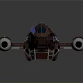 Futuristic Cosmic Spaceship Design for Interstellar Travel with Metallic Engines and Blue Windows