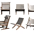 Various Stylish Wooden Frame Leisure Chairs With Woven Backrests And Comfortable Seats