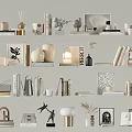 Stylish Modern Decorative Ornament Set With Table Lamps Vases Books Sculptures And Photo Frames