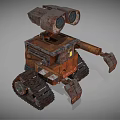 Rusty Tracked Robot With Mechanical Arm And Binocular Eyes Design 3d model