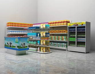 Modern shopping mall supermarket convenience store shelf freezer 3d model