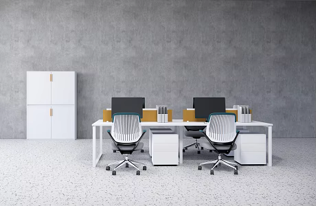 modern office desk and chair 3d model