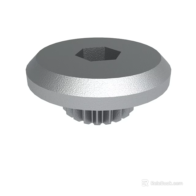 Mechanical Circular Metal Part With Hexagonal Socket And Serrated Base 3d model 