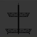 Two Tier Metal Decorative Scroll Design Storage Rack For Household Items