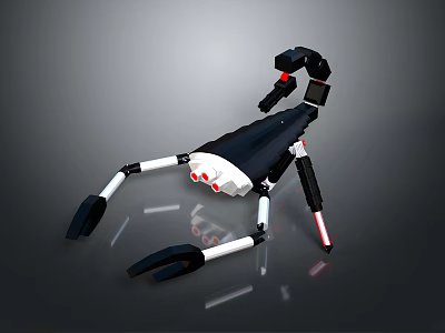 Lego Scorpion Building Block Model With Posable Legs Articulated Claws And Red Eyes 3d model