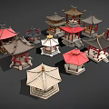 Ancient Architecture Pavilions With Multiple Models Various Roof Styles And Colorful Designs