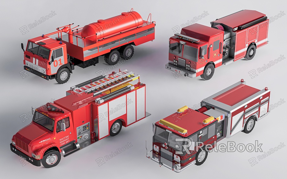 Modern fire truck rescue truck train extinguishing model