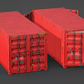 Red Industrial Containers With Two Units One Open Door And Interior Structure 3d model