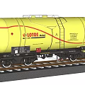 Yellow Tank Car With LOTOS Logo And Ladder On Railway Track