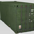Industrial Cargo Container Green Metal Structure With Transportation Labels And Heavy Duty Design