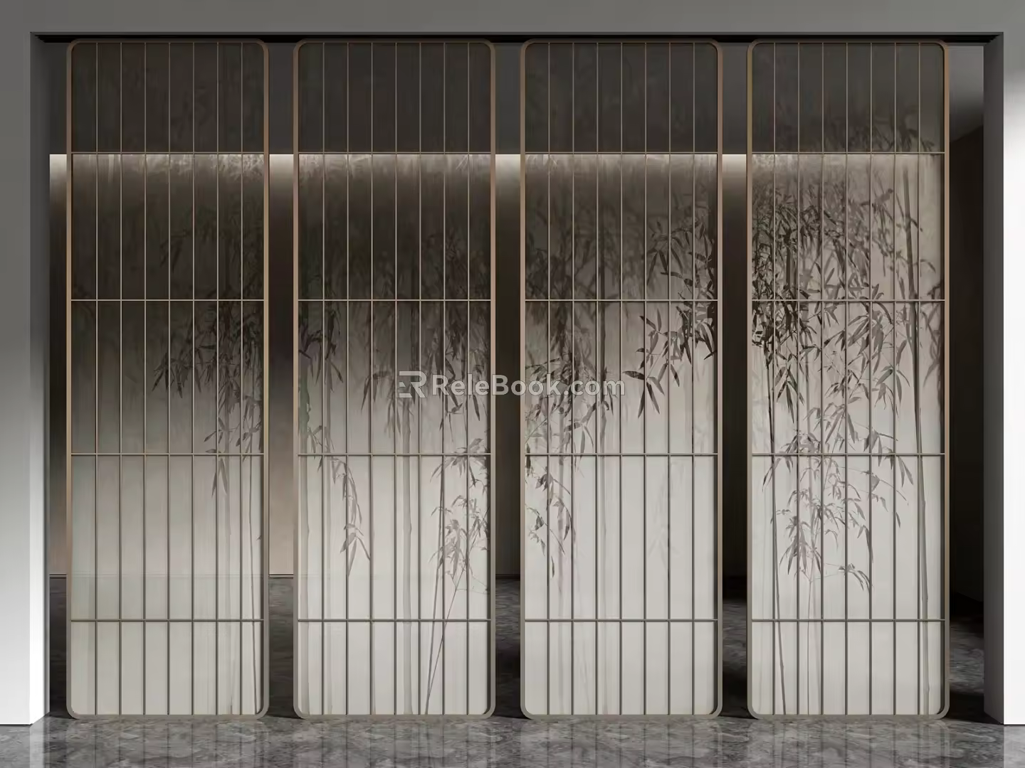 New Chinese style glass partition 3d model