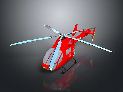 Red Helicopter Model With Rotors And Detailed Design On Dark Background 3d model