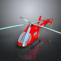 Red Helicopter Model With Rotors And Detailed Design On Dark Background