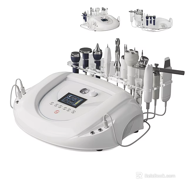 Multifunctional Daily Use Electrical Appliance With White Main Unit Digital Display Screen And Multiple Accessories 3d model 