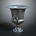 Silver Decorative Vase with Carved Patterns Dual Handles and Sturdy Base for Home Decoration