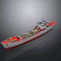 Detailed White And Red Ship Scale Model With Deck Structure And Equipment 3d model