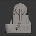 Industrial Mechanical Equipment 3D Model With Metal Gears Shafts And Base