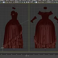 Brown Victorian Style Dresses with Off Shoulder Design and Lace Trim Paired with Matching Gloves