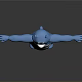 Friendly Blue Cartoon Bear With Open Arms And White Belly Design