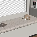 Cozy Window Bench With Stuffed Bear Book And Shelf With Books Vase