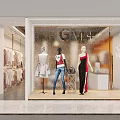 Modern Clothing Store Window Display With Mannequins In Stylish Outfits And Hanging Clothes