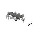 Modern Table And Chairs Set With Long Black Round Marble Tabletop Light And Brown Seats
