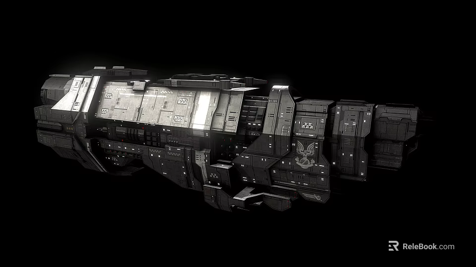 Futuristic Mechanical Structure Design With Metallic Panels Illuminated Sections And Industrial Details 3d model 
