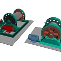 Mine hoisting equipment winch steady belt animation 3d model