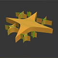 Modern Yellow Star Shaped Decorative Ornament Set With Geometric Pieces And Shiny Reflections