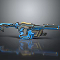 Futuristic Sci Fi Gun With Blue And Gold Sleek Design And Reflective Surface