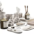 Decorative Ornament Set with Cloud Shaped Vase Plants Tissue Holder Chopstick Rest and Scented Candle