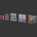 Furniture Doors In Various Styles Colors Glass And Wooden Designs On Black Background With Reflections