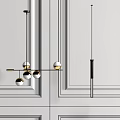 Modern Minimalist Pendant Light With Black Metal Frame Gold Accents And Spherical Bulbs