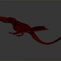 Red Fantasy Dragon With Spread Wings And Glowing Eyes In Dark Background