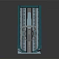 Cartoon Style Sci-Fi Corridor With Blue Toned Walls Mechanical Pipes And Metal Floor