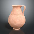 Handmade Terracotta Vase With Curved Handle And Decorative Horizontal Stripes