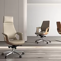 Modern Office Chairs In Beige Light Brown Orange With Leather Upholstery And Swivel Wheels