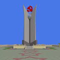 Star Shaped Base Monument Structure With Central Tower And Red Star Decoration 3d model