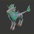 Teal And White Mythical Creature 3D Model With Horn Leaf Like Mane And Tail