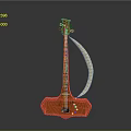 Carved Wooden Decorative Household Item With Curved Neck And String Details