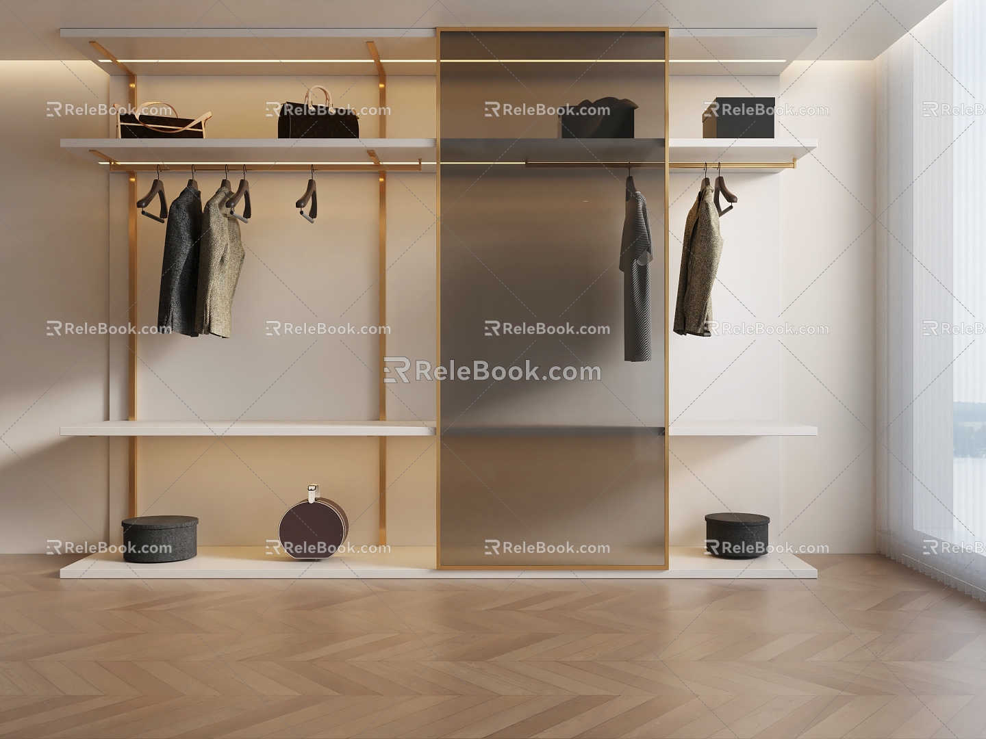 Open Wardrobe Modern Wardrobe Modern Cloakroom Light Luxury Cloakroom Italian Wardrobe sliding door wardrobe 3d model