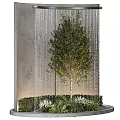 Natural Garden Scene With Green Tree And Flowing Water Curtain Design