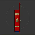 Open Traditional Red Door With Intricate Colorful Patterns And Gold Embellishments
