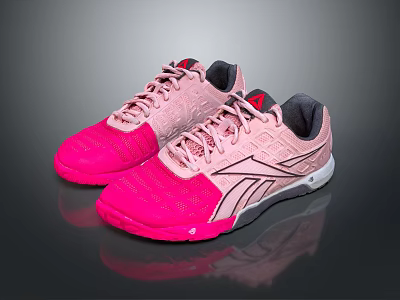 Pink Athletic Training Shoes With Mesh Upper Gray Accents And White Sole Design 3d model
